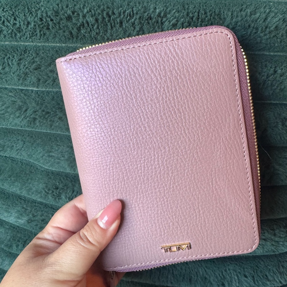 Tumi Mauve Leather Passport Cover